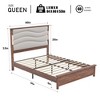 Kumasinova Queen/King Bed Frame with Upholstered Headboard,Bed Frame Queen/King Size with Charging Station&LED Light,Bed Frames with Rivet for Adults - 2 of 4