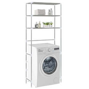 Angel Sar 3-Tier Over Laundry Storage Rack, Silver Metal Shelf Organizer 27.2x11x66.5 Inch for Laundry Room - 1 of 4