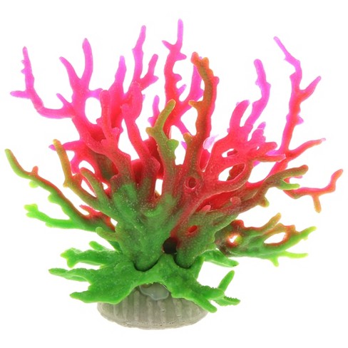 Unique Bargains Colorful Coral Reef Decor Mini Faux Coral Decor for  Aquarium Decorations 6.5x5.83 1 Pcs Pink Green