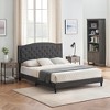 Full/Queen Size Platform Bed Frame, Modern Upholstered Bed Frame with a Height-Adjustable Button-Tufted Headboard, Noise Free Wood Slats Mattress - 4 of 4
