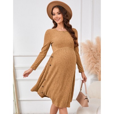 Maternity Sweater Dress A-Line Swing Knit Dress