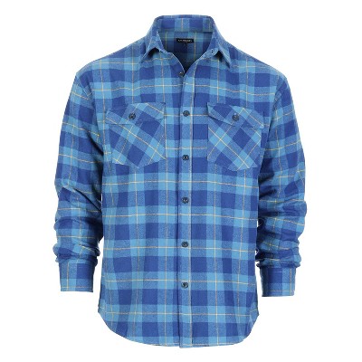 Gioberti Men's 100% Cotton Brushed Flannel Shirt, Blue / Cobalt / Yellow  Highlight, Medium : Target