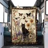 1pc Butterfly and Black Cat Design Flannel Blanket, All Season Car RV Interior Decor Nap Throw, Christmas Gift. - 2 of 4