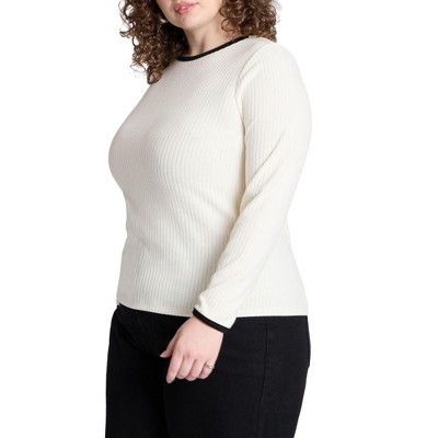 ELOQUII Women's Plus Size Contrast Trim Top