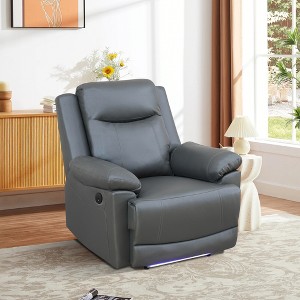 MAYEERTY Power Recliner Chair, Electric Leather Reclining Chair with USB Charging & Adjustable Backrest for Living Room, Brown - 1 of 4