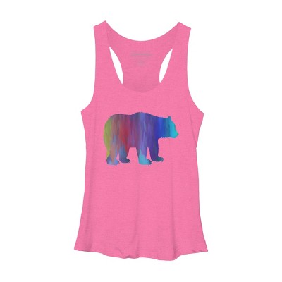 Adult Design By Humans Rainbow Watercolor Artistic Bear By Maryedenoa Racerback Tank Top