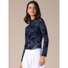 INSPIRE CHIC Women's Sheer Mesh Floral Mock Neck Long Sleeve See Through Blouses - 3 of 4