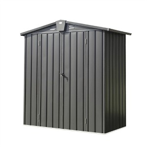 HANPURE Outdoor Storage Shed 5.7x3 FT, Metal Tool Shed with Lockable Double Door for Patio, Backyard, Garden, Lawn, Dark Gray - 1 of 4