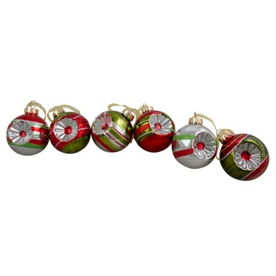 Northlight 6ct Silver And Red 2-finish Retro Reflector Christmas Ball ...