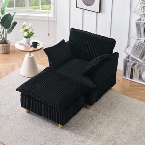 Corduroy Sofa Chair with Ottoman,Single Seat Sofa Chair for Small Spaces,Retro Corduroy Sofa Chair for Living Room or Bedroom-Coolbibila - 1 of 4