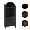 GustoWave Arched Storage Cabinet with Doors & Open Shelves, Farmhouse Display Bookcase for Kitchen Pantry, Dining Room, or Living Room - 4 of 4