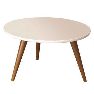 24" Round Wooden Coffee Table With Splayed Legs White/brown - The Urban