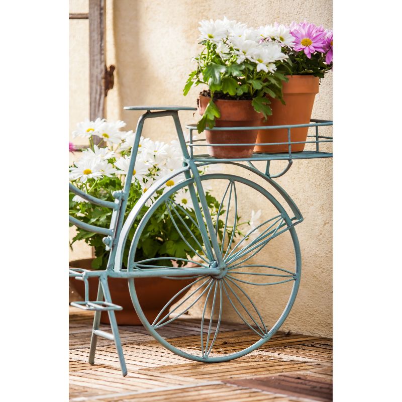 Evergreen Vintage Teal Bicycle Planter Outdoor Safe Decor, 5 of 6