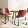DSVIMOY 2pcs Armless Barstools with Metal Legs and Footrest, Dining Chairs for Home Office Kitchen Island, Brown, 18.3"*18.1"*27.7" - 2 of 4