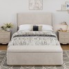 Queen Size Upholstered Bed with Vertical Stripe Wingback Headboard and High Footboard - 2 of 4