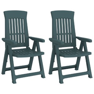 vidaXL Garden Reclining Chair Set of 2 Green Polypropylene (PP) Medium - 1 of 4