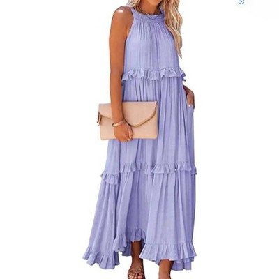 Women’s Flowy Bohemian Maxi Dress – Sleeveless with Back Tie Detail & Soft Rayon Blend - Cherie Code