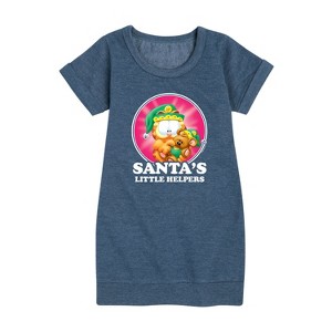 - Garfield - Santas Little Helpers Graphic Short Sleeve Fleece Dress - 1 of 4