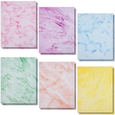 Paper Junkie 96-Sheet Marble Pattern Stationery Paper in 6 Colors for Invitations, Printer Friendly, Letter Size, 8.5x11 inches