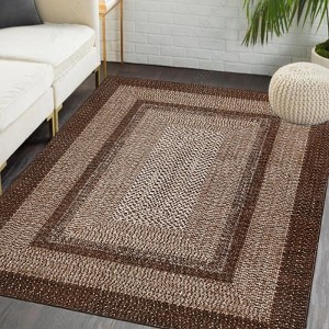 Braided Area Rug with Non-Slip Backing, Modern Accent Carpet for Bedroom, Living Room, Dining Room & Hallway, Foldable Low Pile Throw Rug - 1 of 4