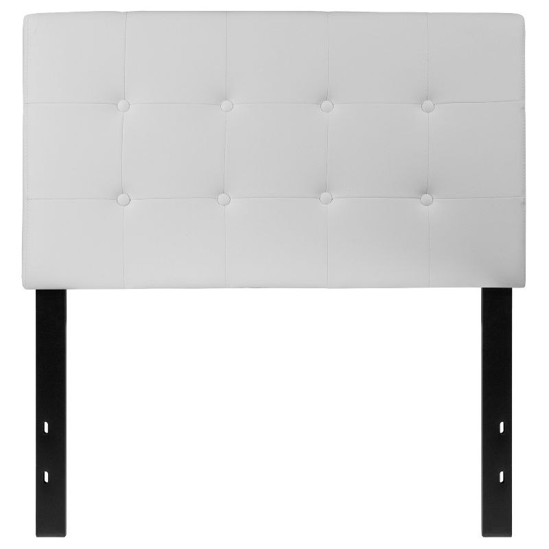 Emma and Oliver Button Tufted Upholstered Twin Size Headboard in White Vinyl, 1 of 11