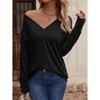 Clearlove Women Casual Long Sleeve V Neck Pullover Shirts Loose Fit Tops - 4 of 4