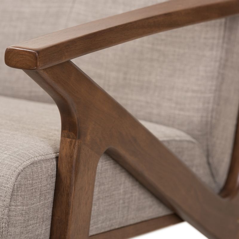 Bianca Mid Modern Walnut Wood Fabric Tufted Lounge Chair and Ottoman Set Light Gray - Baxton Studio, 6 of 11