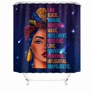 Beautiful Black Woman Shower Curtains for Bathroom Waterproof Fabric Bath Curtain Durable Soft Stylish Bathroom Decor 72x72 Inch - 1 of 1