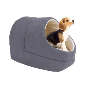 GOOPAWS Cave Covered Cat & Small Dog Warming Burrow Bed - 1 of 4