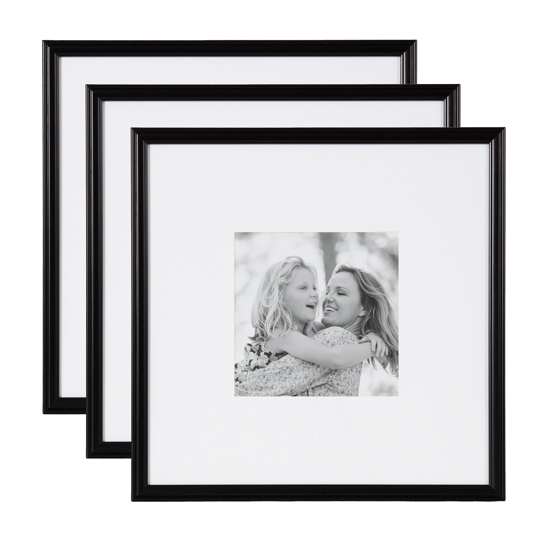 Kate & Laurel All Things Decor 16"x16" Matted to 8"x8" Adlynn Photo Frame Set Black