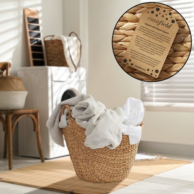 Natural Water Hyacinth Oval Storage Basket with Handles