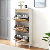 GustoWave 3 Flip Drawers Shoe Storage Cabinet with 1 Drawer, Rattan Shoe Organizer with Metal Legs, Hidden Shoe Rack Storage Cabinet for Hallway - 4 of 4
