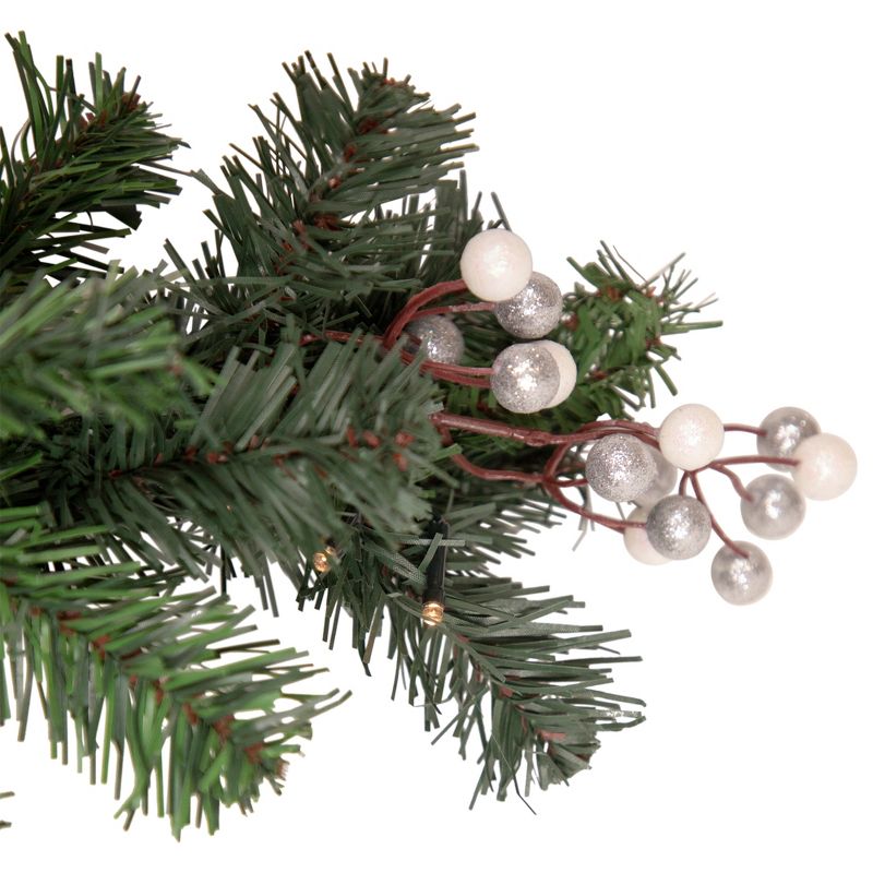 Northlight Pre-Lit Battery Operated Decorated Green Pine Christmas Garland - 9' - Warm White LED Lights, 4 of 5