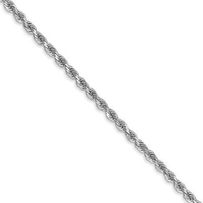 Black Bow Jewelry 2.25mm, 14k White Gold, Diamond Cut Solid Rope Chain Necklace