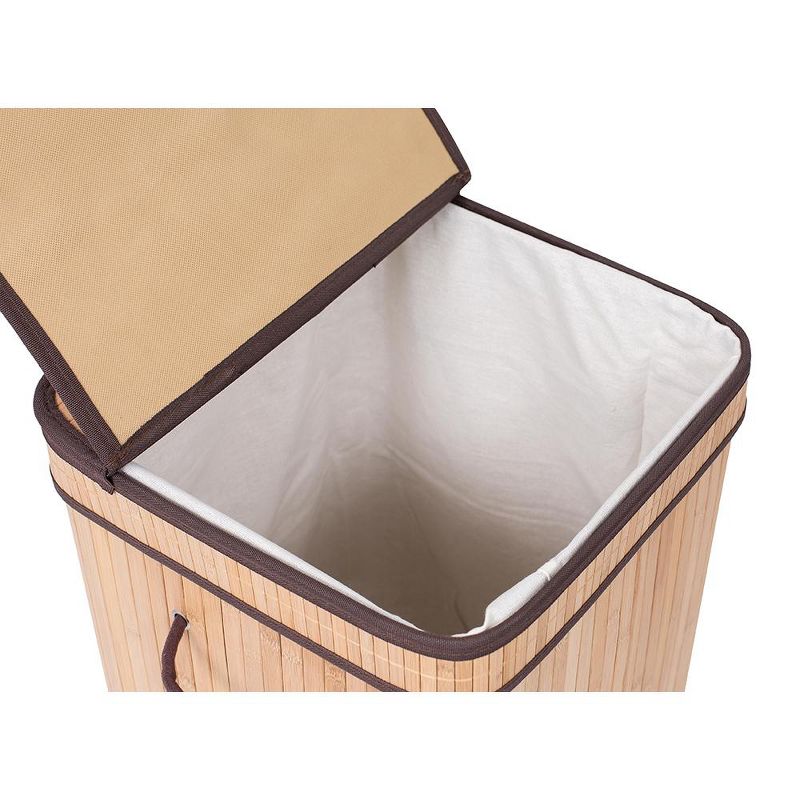 BirdRock Home Bamboo Square Laundry Hamper with Lid and Cloth Liner - Natural, 3 of 9
