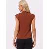 Allegra K Women's Work Office V Neck Stand Collar Lace Cap Sleeve Basic Blouse - 3 of 4