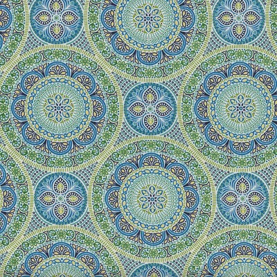 Blue and Green Geometric Outdoor/Indoor Square Throw Pillow Set