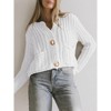 Coolmee Womens Cropped Cardigan Sweaters Chunky Knit Button Down Open Front Cardigan Long Sleeve Loose Cardigan Outerwear - 2 of 4