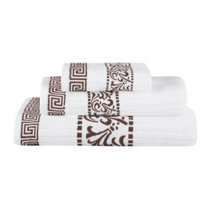 100% Cotton Medium Weight Floral Infinity Trim 3 Piece Bathroom Towel Set by Blue Nile Mills - 1 of 4