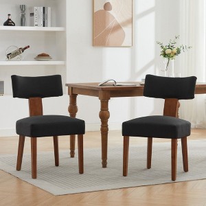 PAGED Linen Dining Chairs Set of 2,Armless Kitchen Chairs with Curved Backrest & Solid Wooden Legs,Dining Room Chairs for Kitchen,Living Room - 1 of 4