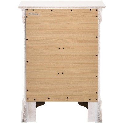 Elegant Louis Philippe White 3-Drawer Nightstand in Solid & Veneer Wood
