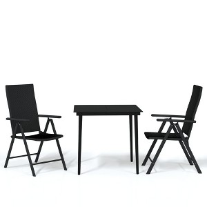 vidaXL Garden Dining Set Black Powder-coated steel, glass, PE Rattan - 31.5" table length 2 - 1 of 4
