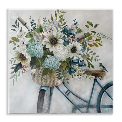 Stupell Industries Floral Bike Basket, 12" x 12"