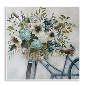 Stupell Industries Floral Bike Basket, 12" x 12" - 1 of 4