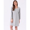 INSPIRE CHIC Women's Stripe Pajamas Nightshirt Lounge House Dress Sleep Shirts Sleepwear Long Sleeve Nightgowns - 3 of 4