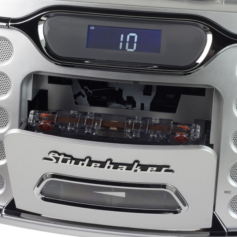Studebaker SB2150 Retro Edge Big Sound Bluetooth Boombox with CD/Cassette Player-Recorder/AM-FM Stereo Radio with Metal Grill, 3 of 6