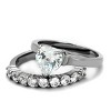 Slickblue Women's Heart CZ Engagement Ring Set, Matching Band with Stones, Polished Stainless Steel, Sizes 5–10 - 2 of 4
