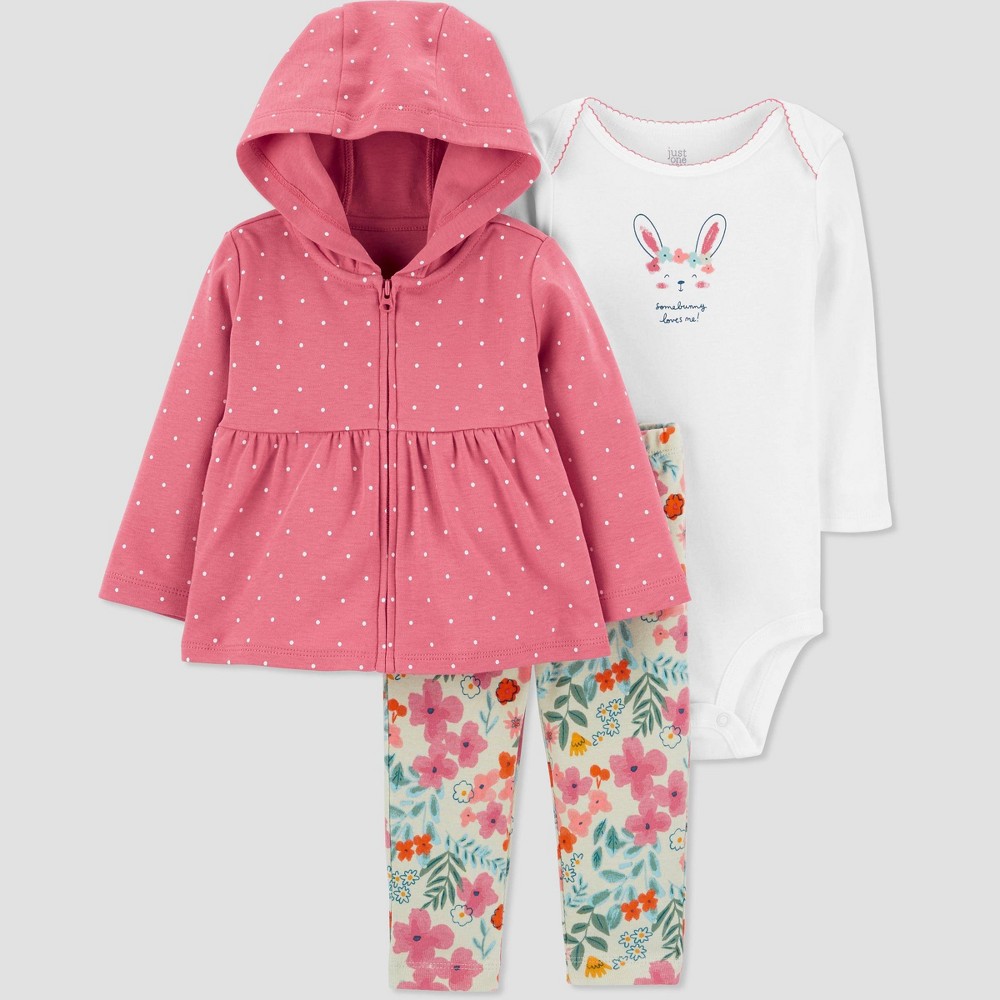 Baby Girls' Bunny Dot Top & Bottom Set - Just One You made by carter's Pink 24M