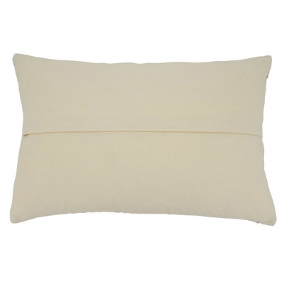 16" x 24" Black and White Striped Cotton Lumbar Pillow