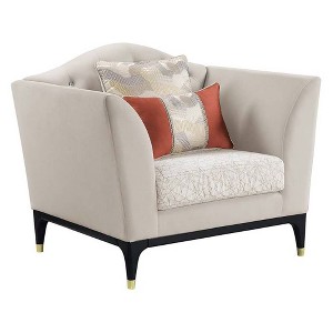 Acme Furniture 44" Tayden Accent Chair Beige Velvet: Luxurious Upholstered Club Chair, No Assembly Required - 1 of 4